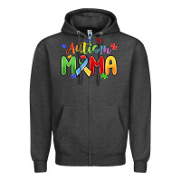 Charcoal Heather autism mama Zipper Hoodie - MaliasSmallBusiness