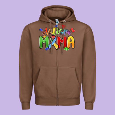 Autism Mama Zipper Hoodie Designed By Maliassmallbusiness