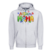 Heather Grey autism mama Zipper Hoodie - MaliasSmallBusiness