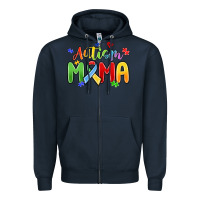 Navy autism mama Zipper Hoodie - MaliasSmallBusiness