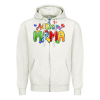 Oatmeal Heather autism mama Zipper Hoodie - MaliasSmallBusiness
