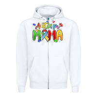 White autism mama Zipper Hoodie - MaliasSmallBusiness