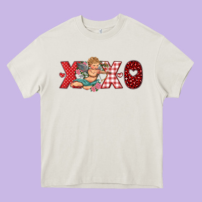 Xoxo Cupid Heavy Core Tee Designed By Ranaportraitstore