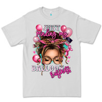 Dove Grey just minding my balloon business messy bun Premium Tee - texasbilliewilder