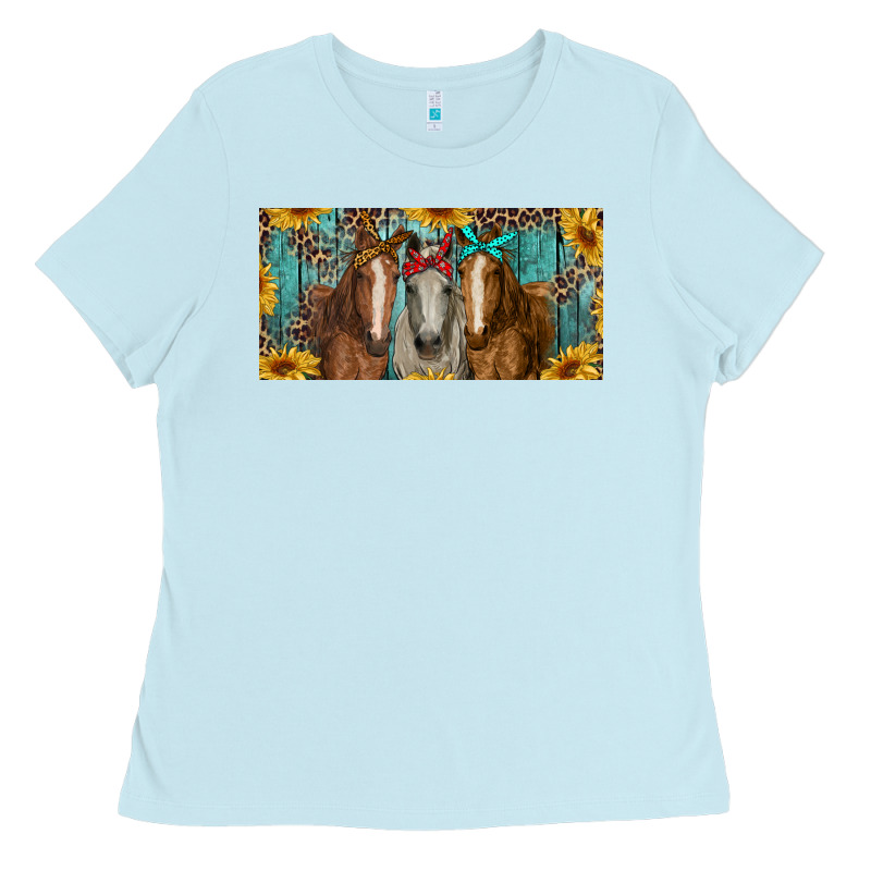 Horses With Leopard And Sunflowers Ladies Tee by RanaPortraitStore | Teevron