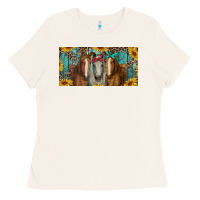 Bone horses with leopard and sunflowers Ladies Tee - RanaPortraitStore