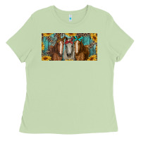 Matcha horses with leopard and sunflowers Ladies Tee - RanaPortraitStore