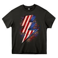 Asphalt leopard american flag lightning bolt Heavy Core Tee - Zillion Design Studio