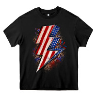 Black leopard american flag lightning bolt Heavy Core Tee - Zillion Design Studio