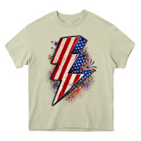 Mossy leopard american flag lightning bolt Heavy Core Tee - Zillion Design Studio