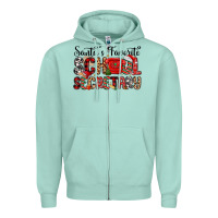 Seafoam santa s favorite coffee school secretary Zipper Hoodie - MaliasSmallBusiness