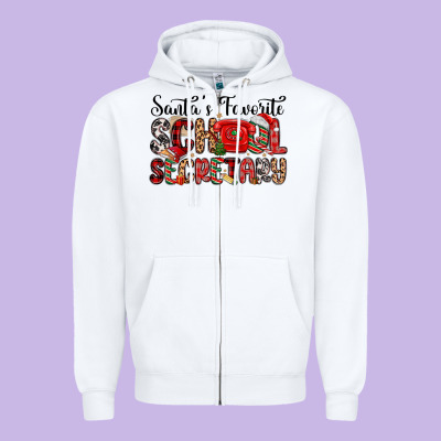 Santa S Favorite Coffee School Secretary Zipper Hoodie Designed By Maliassmallbusiness
