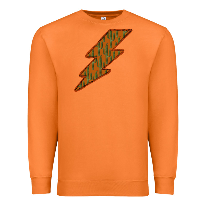Western Cactus Lightning Orange Background Premium Sweatshirt by Bettercallsaul | Teevron