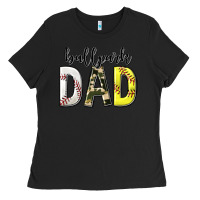 Black ballpark dad with softball and baseball Ladies Tee - texasbilliewilder