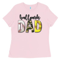Ballpark Dad With Softball And Baseball Ladies Tee | Teevron