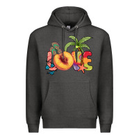 Charcoal Heather Love peach summer Premium Hoodie - NancyCooperArtShop