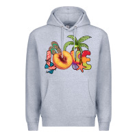 Heather Grey Love peach summer Premium Hoodie - NancyCooperArtShop