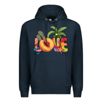 Navy Love peach summer Premium Hoodie - NancyCooperArtShop