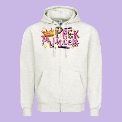 Pre K Princess Zipper Hoodie Designed By Nancycooperartshop