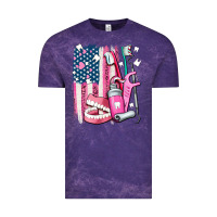 Cloud Purple American flag and dental elements with teeth Vintage Tee - AdoDesignShop