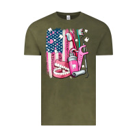 Vintage Olive American flag and dental elements with teeth Vintage Tee - AdoDesignShop