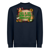 Navy just a girl who loves christmas Heavyweight Sweatshirt - AdoDesignShop