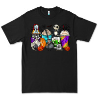 Black halloween cartoon characters coffee cups Premium Tee - Zillion Design Studio