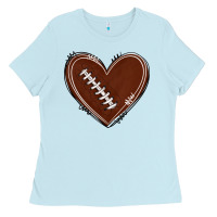 Baby Blue american football heart Ladies Tee - texasbilliewilder