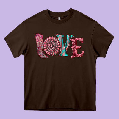 Valentine's Day Love With Boots And Gemstone Heavy Core Tee Designed By Ranaportraitstore