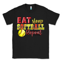 Black Eat Sleep Softball Repeat Classic Tee - LillyAllenDesigns