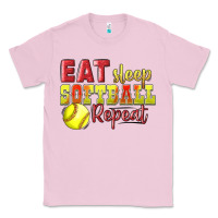 Bubblegum Pink Eat Sleep Softball Repeat Classic Tee - LillyAllenDesigns