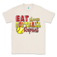 Natural Eat Sleep Softball Repeat Classic Tee - LillyAllenDesigns