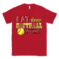 Red Eat Sleep Softball Repeat Classic Tee - LillyAllenDesigns