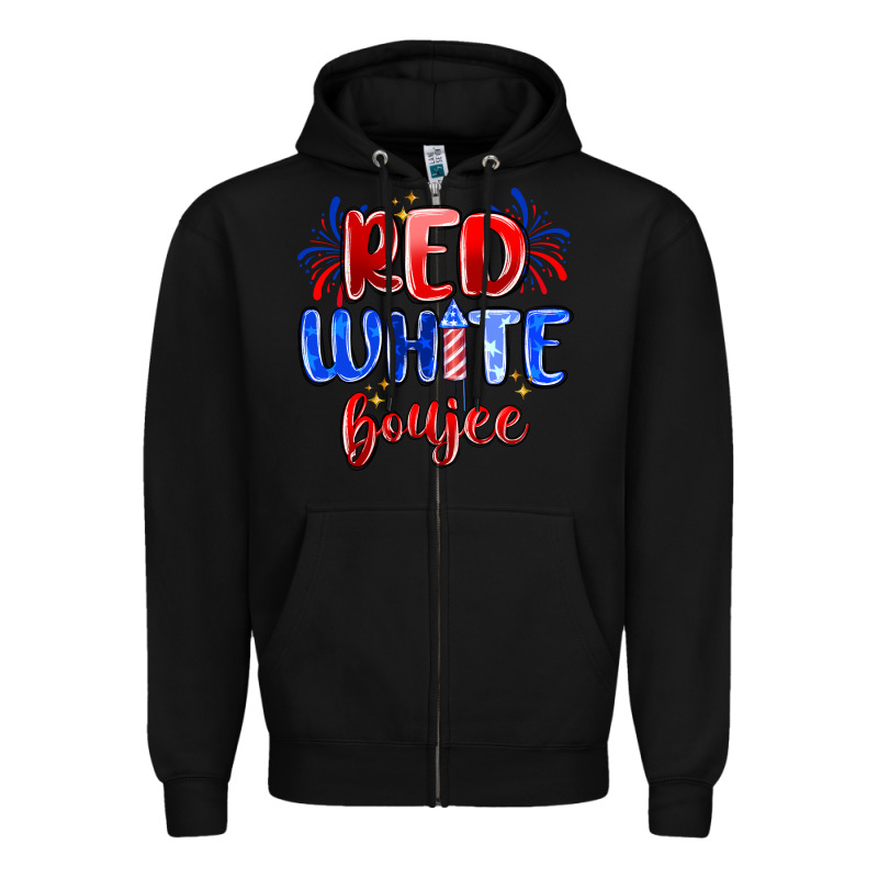 Red White Boujee Zipper Hoodie by MaliasSmallBusiness | Teevron