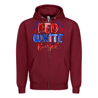 Burgundy red white boujee Zipper Hoodie - MaliasSmallBusiness