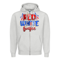 Dove Grey red white boujee Zipper Hoodie - MaliasSmallBusiness
