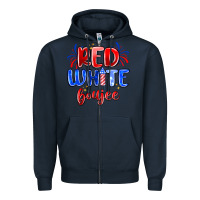 Navy red white boujee Zipper Hoodie - MaliasSmallBusiness