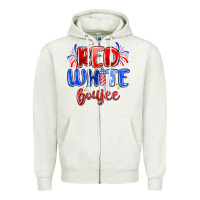 Oatmeal Heather red white boujee Zipper Hoodie - MaliasSmallBusiness
