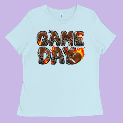 Game Day Football Leopard Ladies Tee Designed By Zillion Design Studio