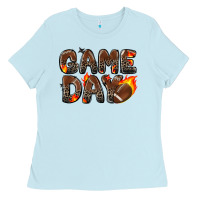 Baby Blue game day football leopard Ladies Tee - Zillion Design Studio