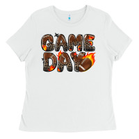 White game day football leopard Ladies Tee - Zillion Design Studio
