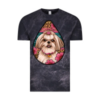 Cloud Black shih tzu teardrop earrings Vintage Tee - Artiststas
