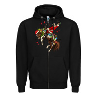 Black christmas cowboy santa Zipper Hoodie - MaliasSmallBusiness