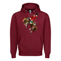 Burgundy christmas cowboy santa Zipper Hoodie - MaliasSmallBusiness