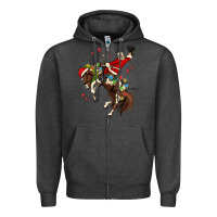 Charcoal Heather christmas cowboy santa Zipper Hoodie - MaliasSmallBusiness