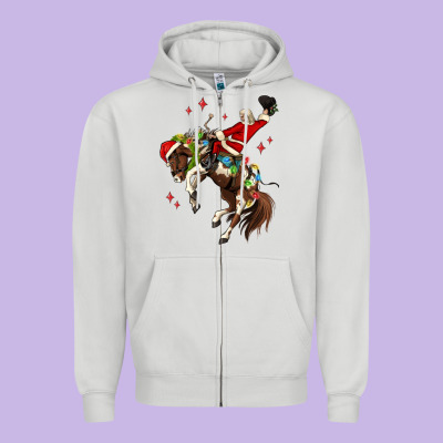 Christmas Cowboy Santa Zipper Hoodie Designed By Maliassmallbusiness