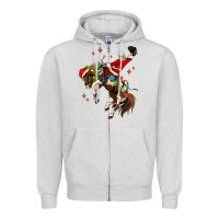 Dove Grey christmas cowboy santa Zipper Hoodie - MaliasSmallBusiness