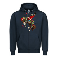 Navy christmas cowboy santa Zipper Hoodie - MaliasSmallBusiness