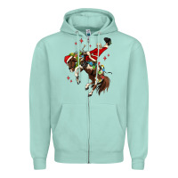 Seafoam christmas cowboy santa Zipper Hoodie - MaliasSmallBusiness