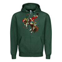 Sports Green christmas cowboy santa Zipper Hoodie - MaliasSmallBusiness